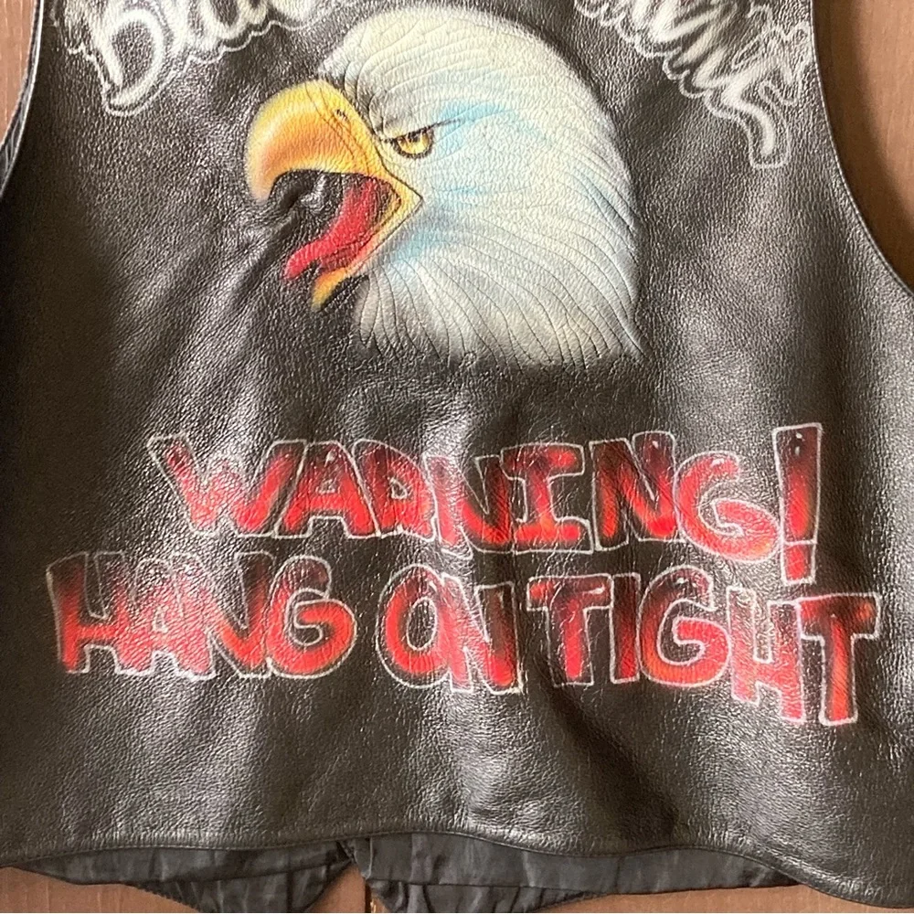 Vintage Airbrushed Wilsons Leather Vest ! - Picture 6 of 12